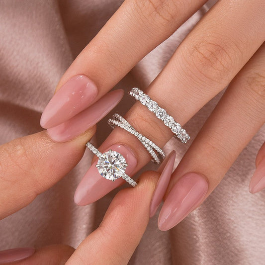 2Ct Round Moissanite Twist Band Ring 18K White Gold