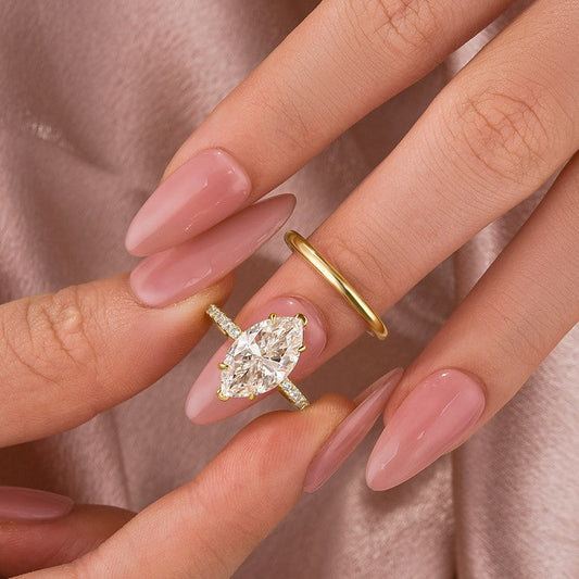 4 Carat Marquise Moissanite Ring 18K Gold Plated Elegant Bridal Jewelry