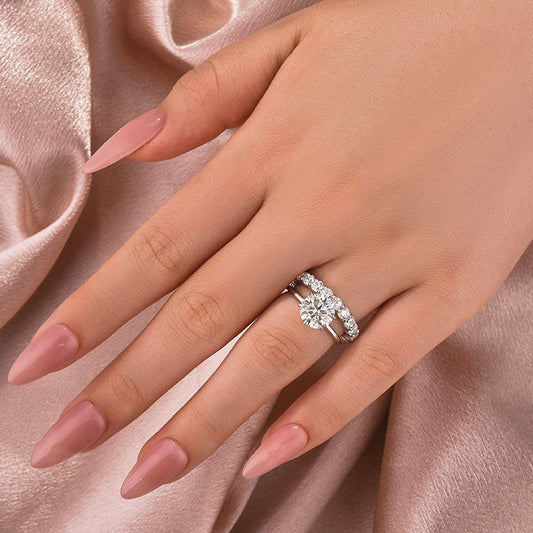 2 Carat Round Moissanite Solitaire Ring 925 Silver 18K Gold