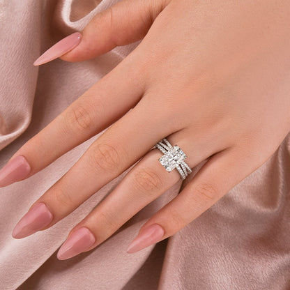 3.5CT Radiant Cut Moissanite Criss Cross Wedding Ring