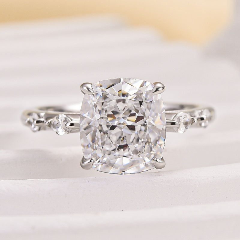 3Ct Brilliant Cushion Diamond Ring - Mixed Accent Stones