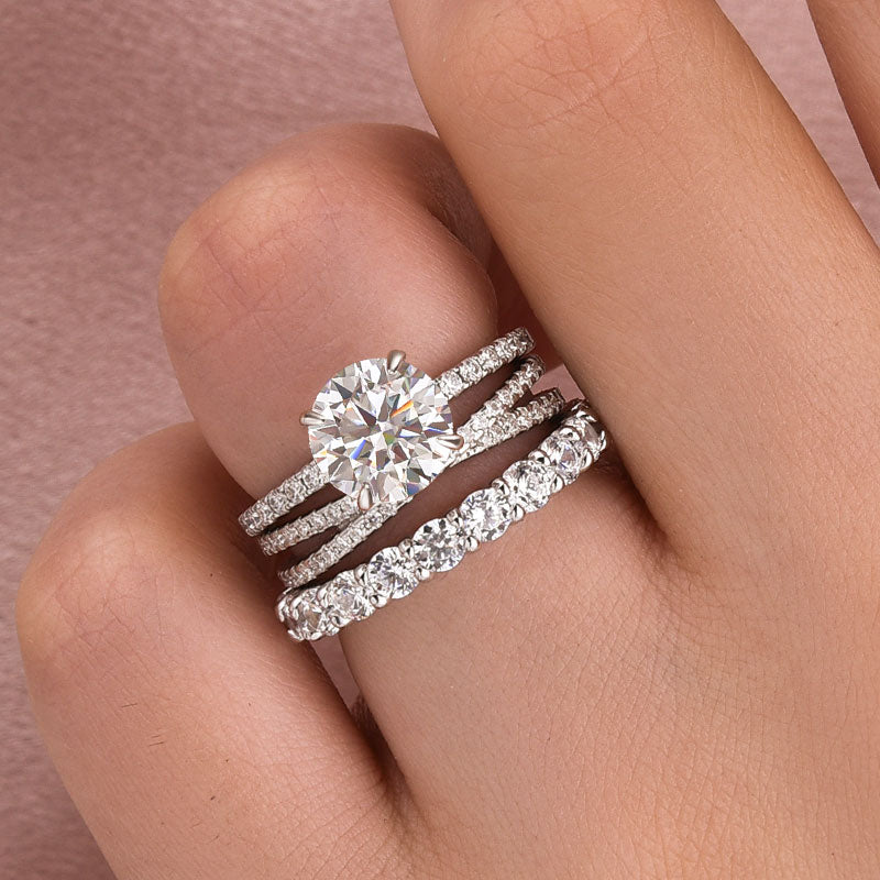 2Ct Round Moissanite Twist Band Ring 18K White Gold