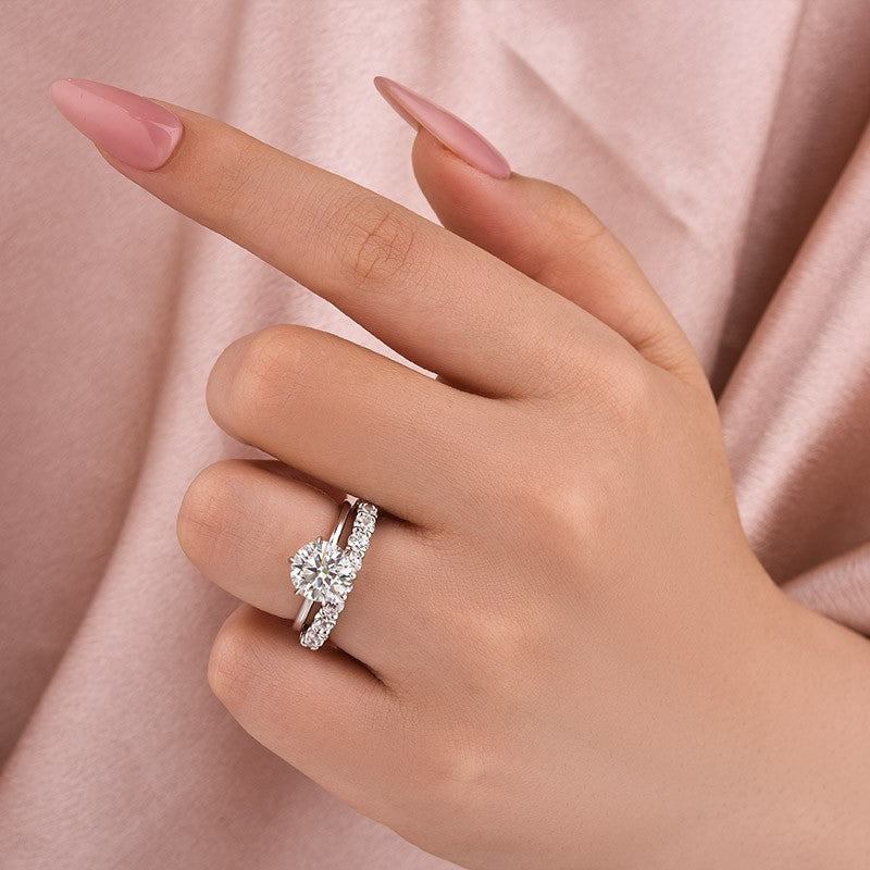 2 Carat Round Moissanite Solitaire Ring 925 Silver 18K Gold