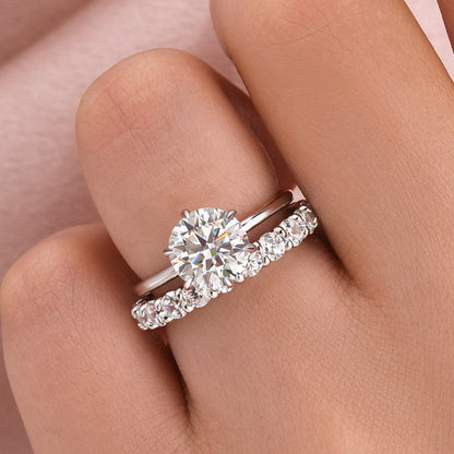 2 Carat Round Moissanite Solitaire Ring 925 Silver 18K Gold