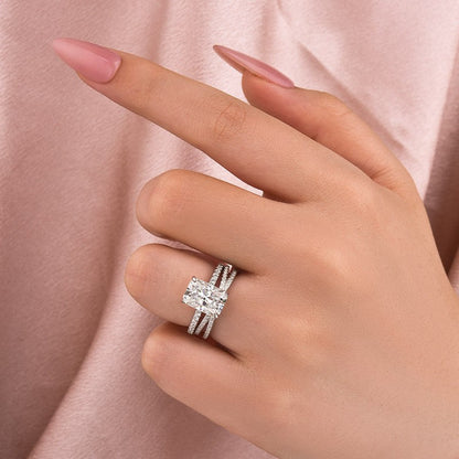 3.5CT Radiant Cut Moissanite Criss Cross Wedding Ring