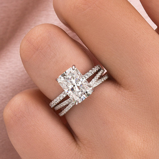 3.5CT Radiant Cut Moissanite Criss Cross Wedding Ring