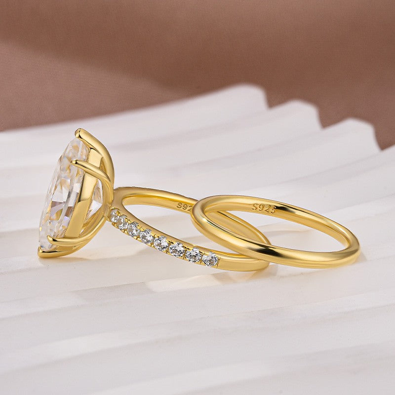 4 Carat Marquise Moissanite Ring 18K Gold Plated Elegant Bridal Jewelry