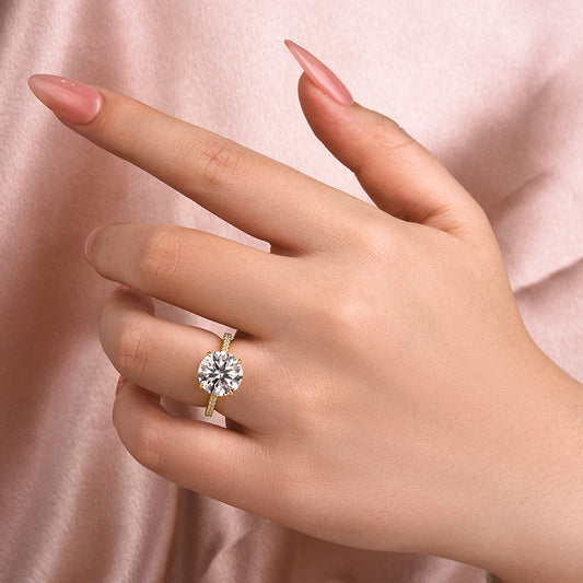 4 Carat Round Moissanite Engagement Ring Sterling Silver