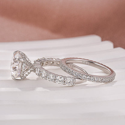4 Carat Round Moissanite Ring 925 Silver 18K White Gold