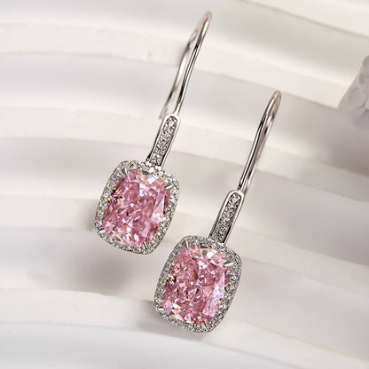 2.5Ct Cushion Cut Paraiba & Pink Diamond Earrings 925 Silver
