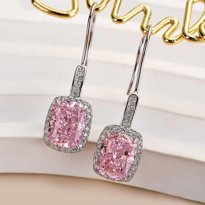 2.5Ct Cushion Cut Paraiba & Pink Diamond Earrings 925 Silver