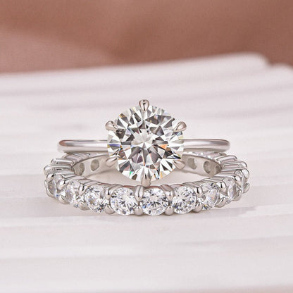 2 Carat Round Moissanite Solitaire Ring 925 Silver 18K Gold