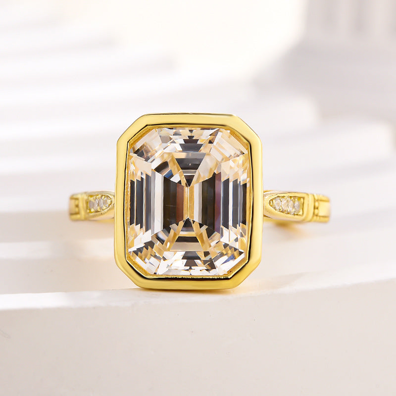 4.5 Carat Emerald Cut Bezel Set Diamond Ring