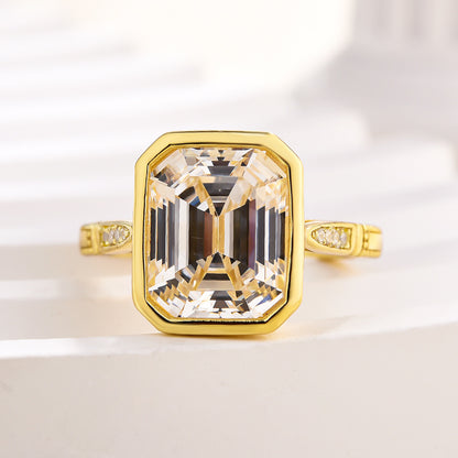 4.5 Carat Emerald Cut Bezel Set Diamond Ring
