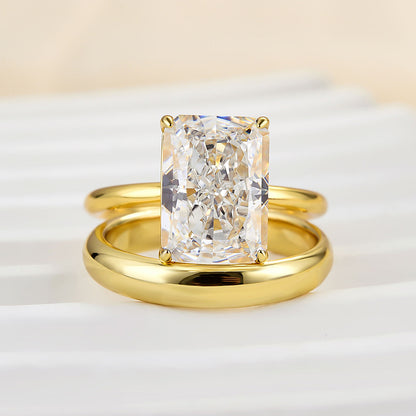 45 Carat Radiant Cut Simulated Diamond Ring 18K Gold Plated