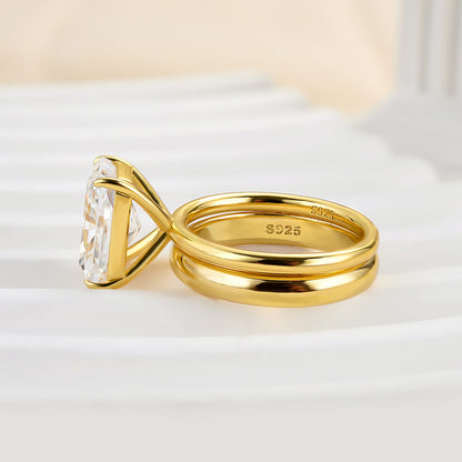 45 Carat Radiant Cut Simulated Diamond Ring 18K Gold Plated