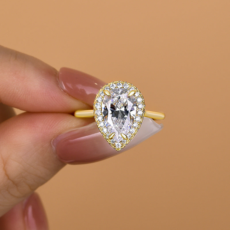 2.5Ct Pear Cut White Sapphire Ring 925 Silver