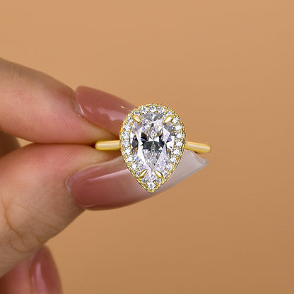 2.5Ct Pear Cut White Sapphire Ring 925 Silver