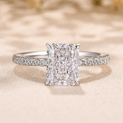 2.0 Carat Radiant Sona Diamond Rose Gold-Plated Sterling Silver Engagement Ring