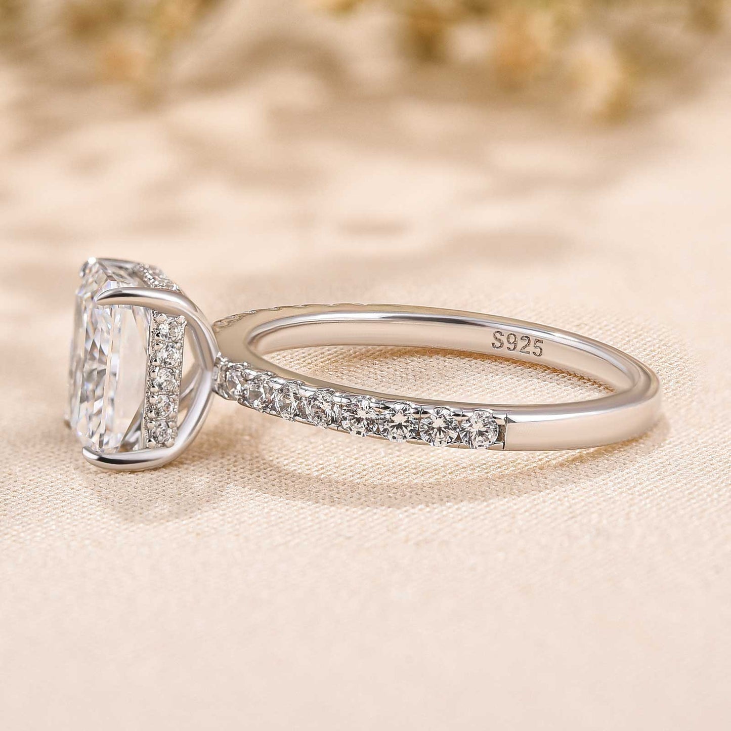 2.0 Carat Radiant Sona Diamond Rose Gold-Plated Sterling Silver Engagement Ring