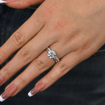 2.0CT Round Diamond with 0.5CT Band Two-Tone Ring
