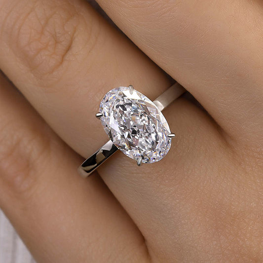 4.0 Carat Oval Cut Sona Diamond Ring in Yellow Gold