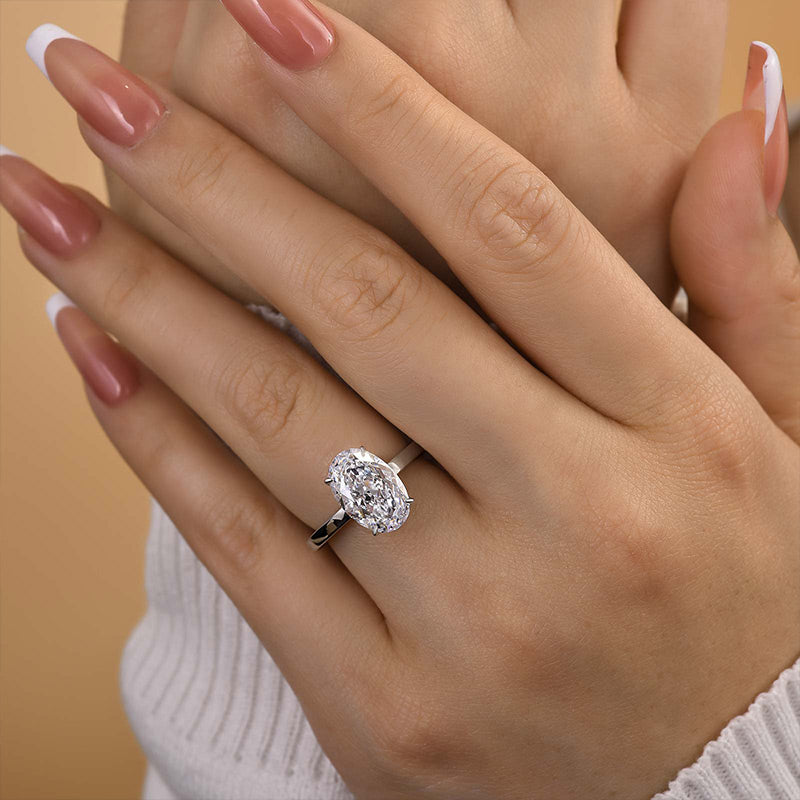4.0 Carat Oval Cut Sona Diamond Ring in Yellow Gold