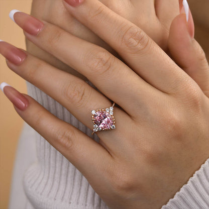 2Ct Pink Oval Cut Diamond Ring 925 Silver Rose Gold