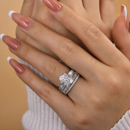 4Ct Cushion Diamond Ring with Trapezoid Accents