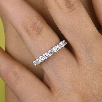 2.5CT Cushion Cut Simulated Diamond Band – Sterling Silver