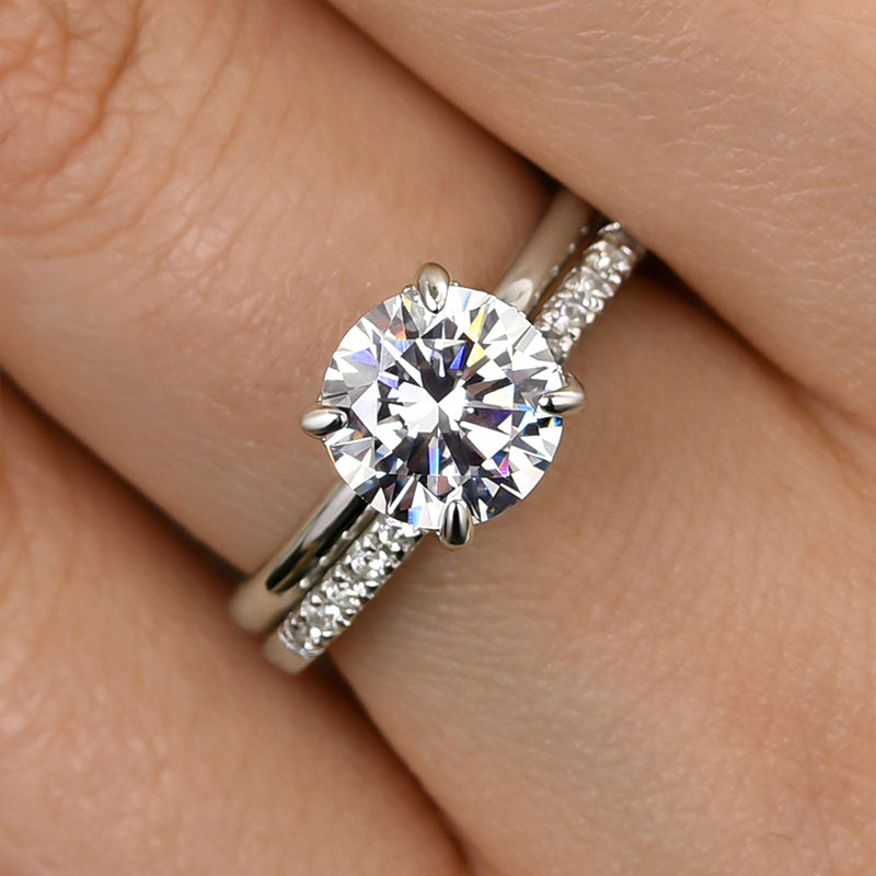 2.0CT Round Diamond with 0.5CT Band Two-Tone Ring