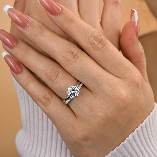 2.0CT Round Diamond with 0.5CT Band Two-Tone Ring