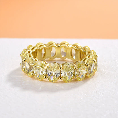 8.5Ct Oval Cut Yellow Sapphire Band 925 Silver Yellow Gold