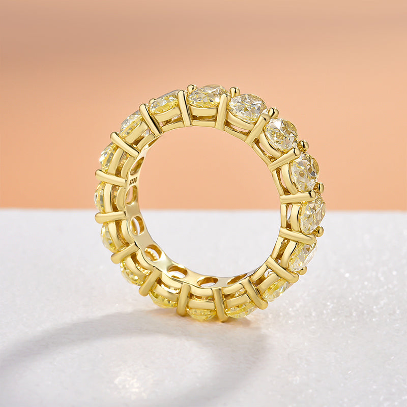 8.5Ct Oval Cut Yellow Sapphire Band 925 Silver Yellow Gold