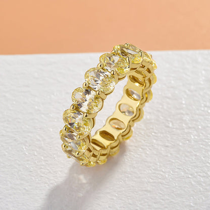 8.5Ct Oval Cut Yellow Sapphire Band 925 Silver Yellow Gold