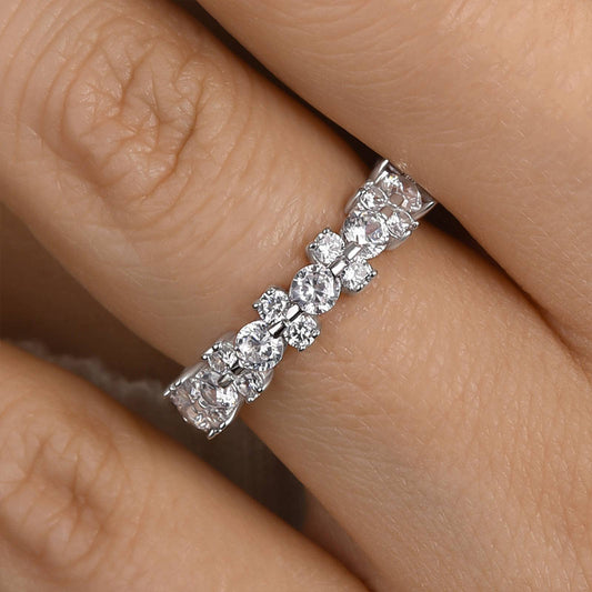 2Ct Round Cut Diamond Band 925 Silver White Gold