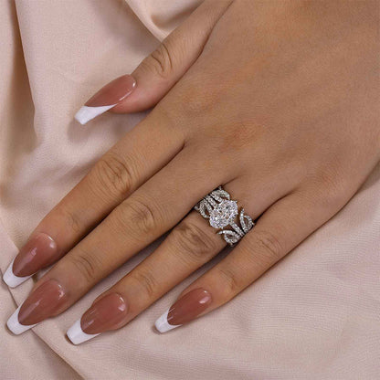 2.5Ct Oval Simulated Diamond Halo Ring 18K White Gold