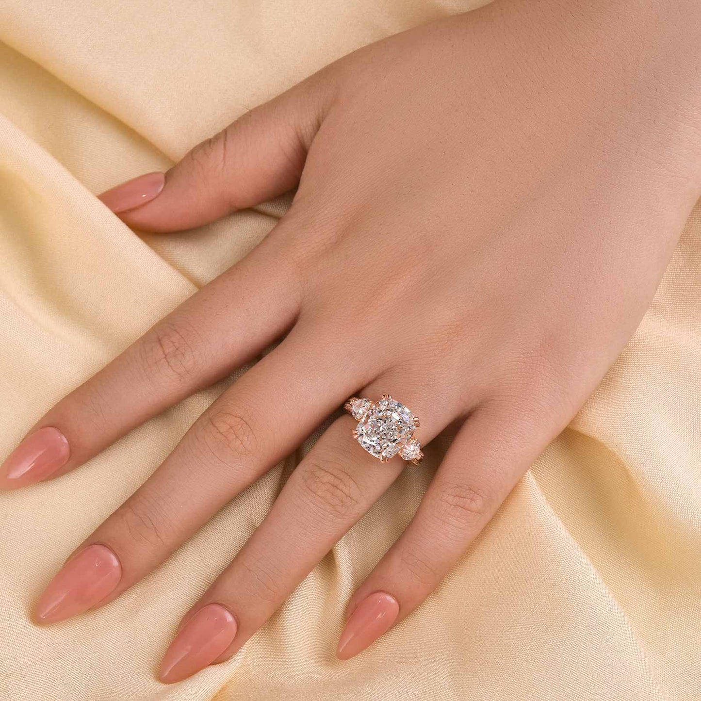 7Ct Cushion Cut Engagement Ring 925 Silver Three Gold Options