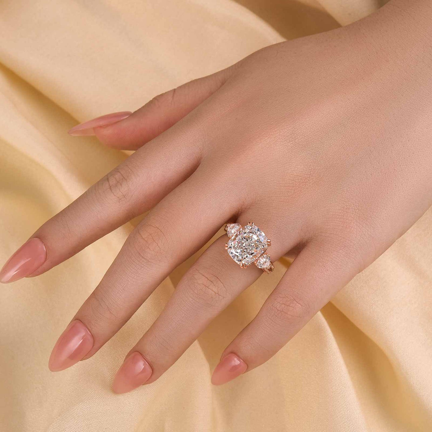 7Ct Cushion Cut Engagement Ring 925 Silver Three Gold Options