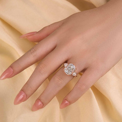 7Ct Cushion Cut Engagement Ring 925 Silver Three Gold Options