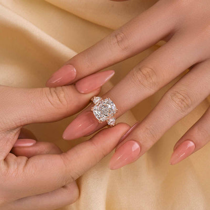 7Ct Cushion Cut Engagement Ring 925 Silver Three Gold Options