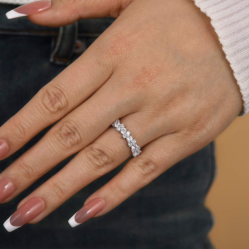 2Ct Round Cut Diamond Band 925 Silver White Gold