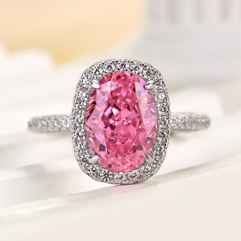 2.25Ct Pink Oval Cut Diamond Ring 925 Silver White Gold