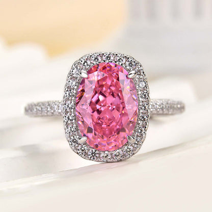 2.25Ct Pink Oval Cut Diamond Ring 925 Silver White Gold
