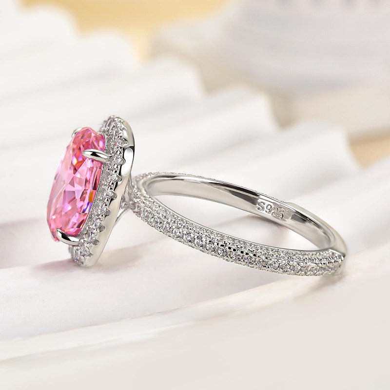 2.25Ct Pink Oval Cut Diamond Ring 925 Silver White Gold