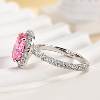2.25Ct Pink Oval Cut Diamond Ring 925 Silver White Gold