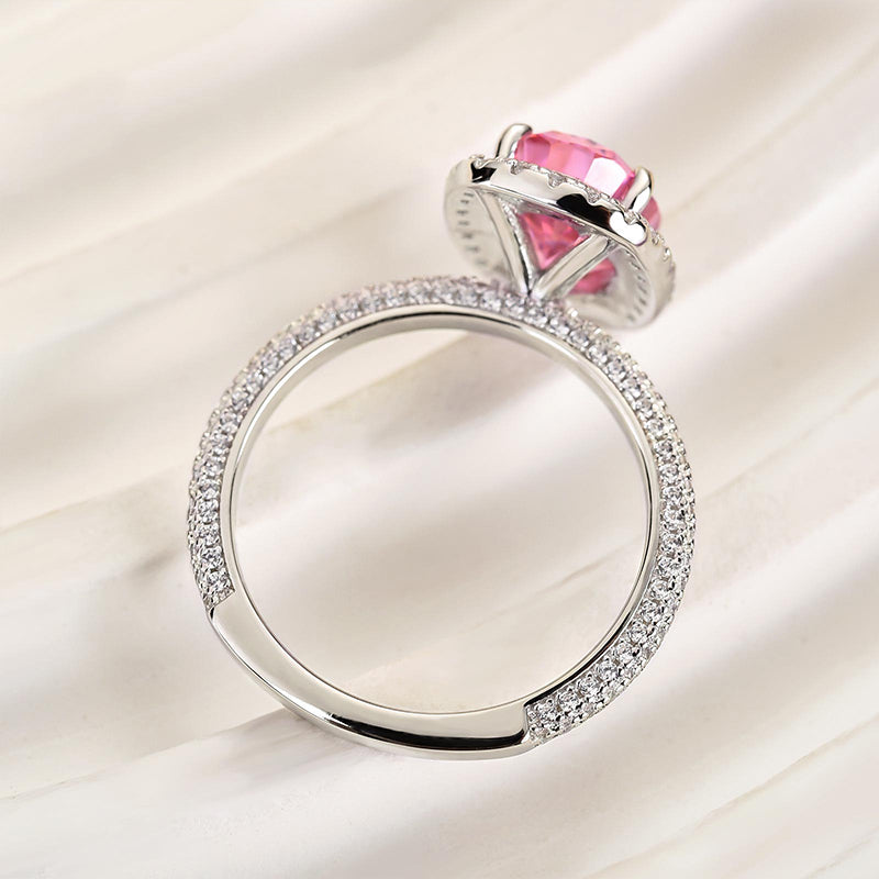 2.25Ct Pink Oval Cut Diamond Ring 925 Silver White Gold