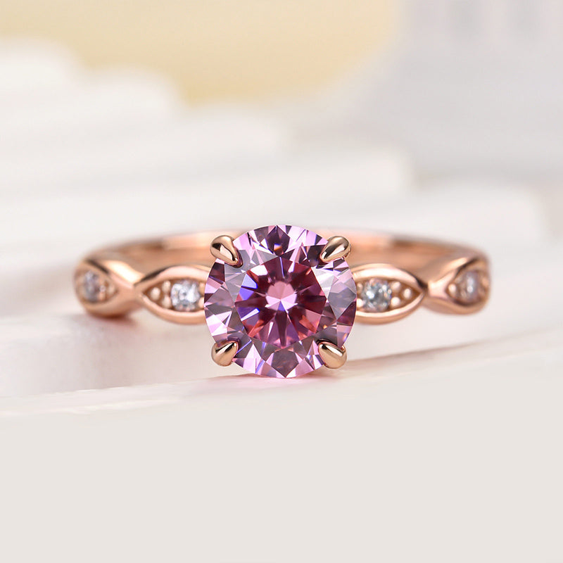 1.0 Carat Pink Stone Rose Gold Promise Ring