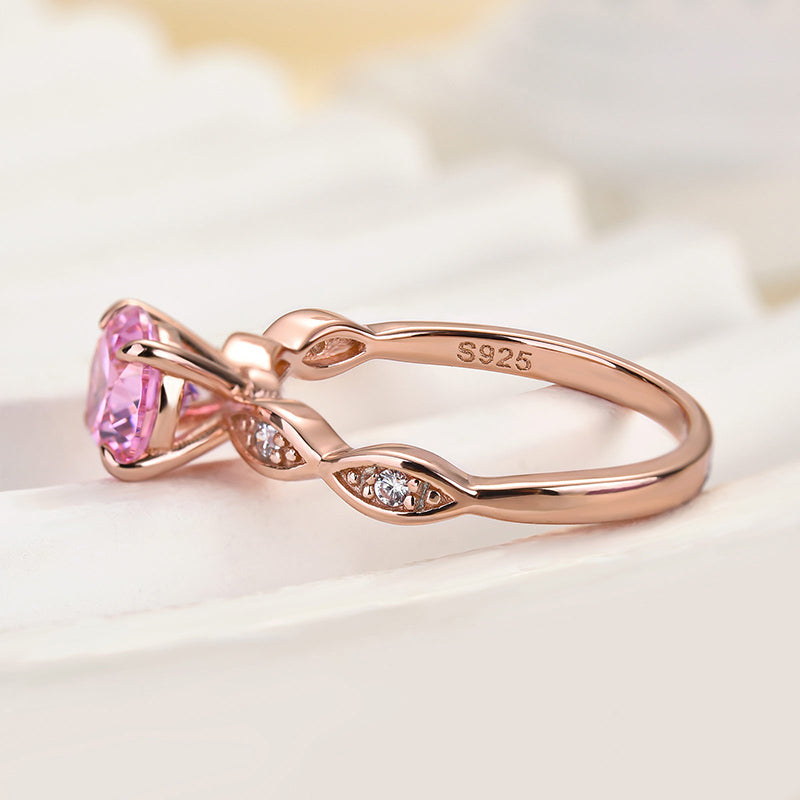 1.0 Carat Pink Stone Rose Gold Promise Ring