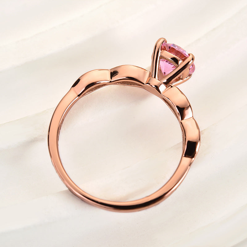 1.0 Carat Pink Stone Rose Gold Promise Ring